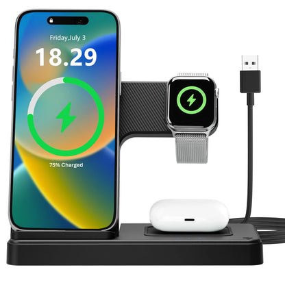 Wireless Charger for Iphone,3 in 1 Wireless Charging Station for Iphone 17 16 15 14 13 12 11 Pro Max plus XS XR X 8,For Iwatch 9 8 7 6 5 4 3 2 Se,For Airpods 3 2 Pro,Blue,No Adapter
